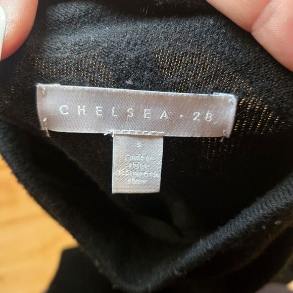 Chelsea 28 Sweater Mock Turtleneck Neck Black Long‎ Sleeve Small Cashmere Blend - Picture 4 of 7
